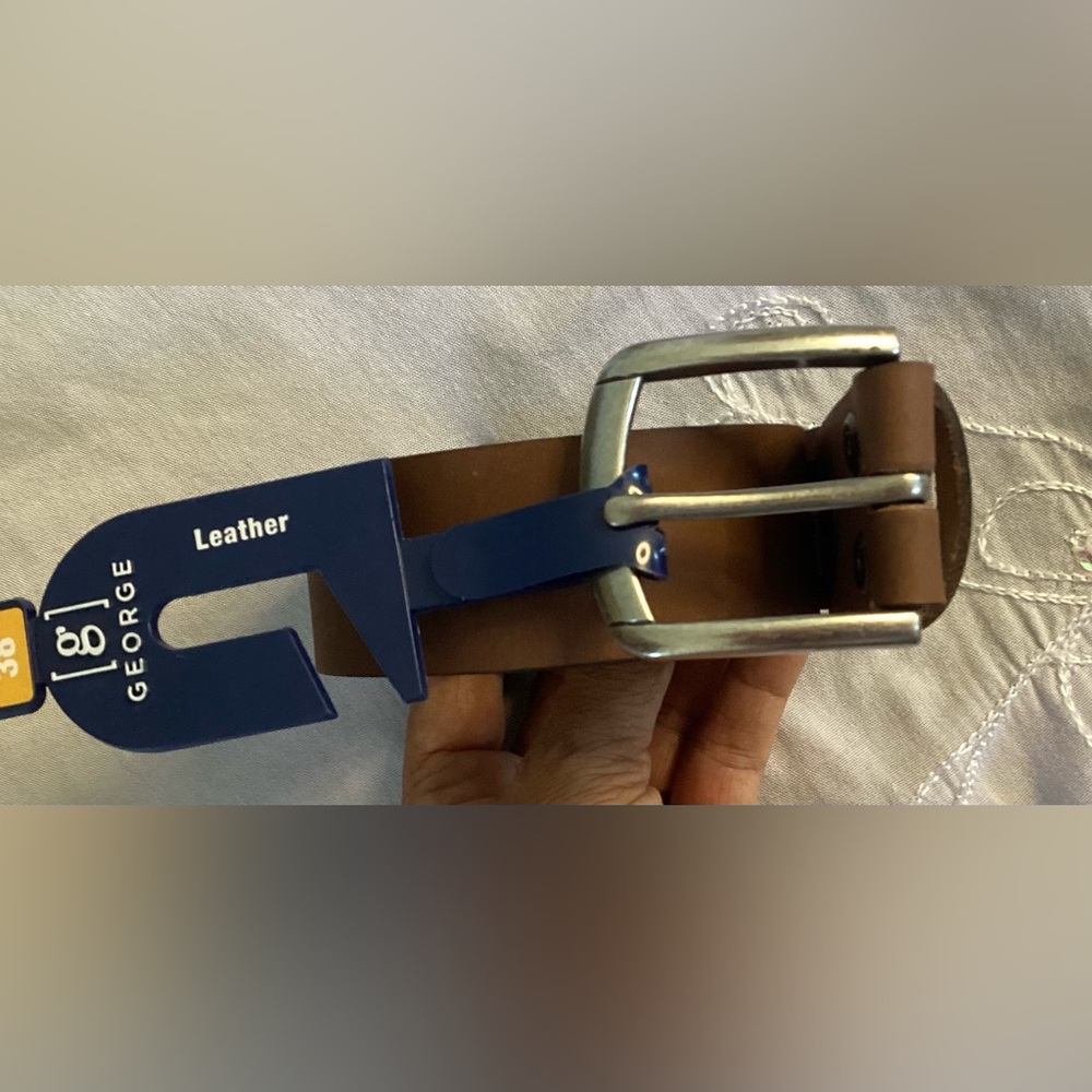 George Brown Leather Belt with Silver Buckle 38
